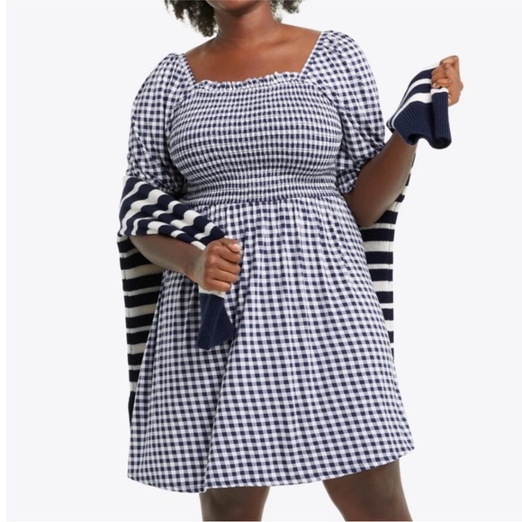 DRAPER JAMES Jo Dee Dress Nassau Navy Gingham size Small - Picture 2 of 8